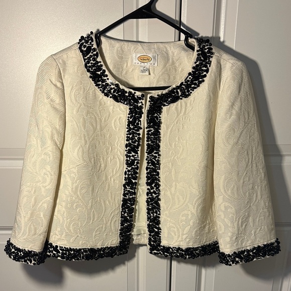 Talbots petites silk cotton blend beaded cropped size 4 women’s formal jacket - Picture 1 of 7